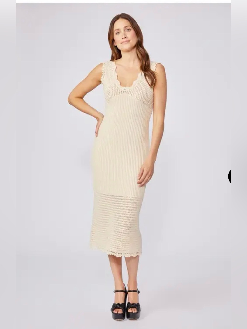 Nwot - Paige Opal Knit Midi Dress In Ecru (Ivory)